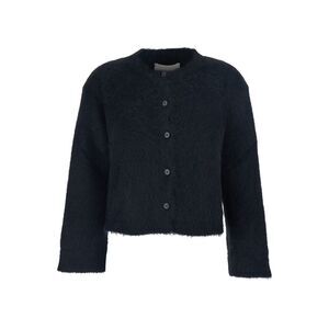 Antonelli Women 'Marzia' Black Crewneck Cardigan With Ribbed Trims In Wool Woman
